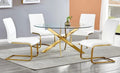 Best master T01GLD-WH-5PC 5 pc 47" round glass and gold finish modern dining table set orren ellis aleshire