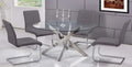 Best master T01SS-GY-5PC 5 pc 47" round glass and stainless steel modern dining table set orren ellis aleshire