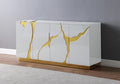 Best Master T1945WH Everly quinn wantaugh white with gold high gloss finish wood sideboard server cabinet