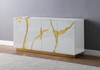 Best Master T1945WH Everly quinn wantaugh white with gold high gloss finish wood sideboard server cabinet
