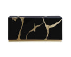 Best Master T1945BK Sanford black with gold high gloss finish wood 66" sideboard server cabinet