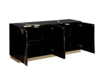 Best Master T1945BK Sanford black with gold high gloss finish wood 66" sideboard server cabinet