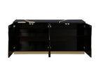 Best Master T1945BK Sanford black with gold high gloss finish wood 66" sideboard server cabinet