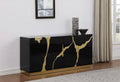 Best Master T1945BK Sanford black with gold high gloss finish wood 66" sideboard server cabinet