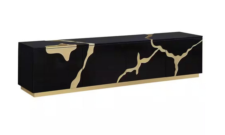 Best Master T1945BK-TV Everly quinn wantaugh balck with gold high gloss finish wood TV stand cabinet