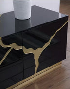 Best Master T1945BK-TV Everly quinn wantaugh balck with gold high gloss finish wood TV stand cabinet