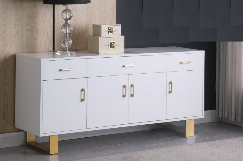 Best Master T1953WH Everly quinn denetta white high gloss finish wood gold accents sideboard server cabinet