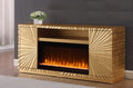 Best Master T2021GF  Everly quinn dickson gold finish wood sunburst pattern sideboard server cabinet with fireplace insert