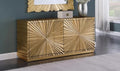 Best Master T2021-GLD Everly quinn dickson lacy gold finish wood sunburst pattern sideboard server cabinet