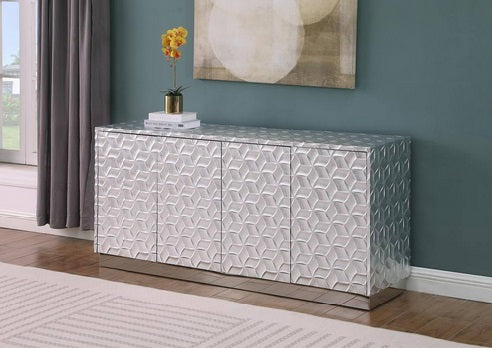 Best Master T2029-SLV  Everly quinn genova silver finish wood sideboard server cabinet