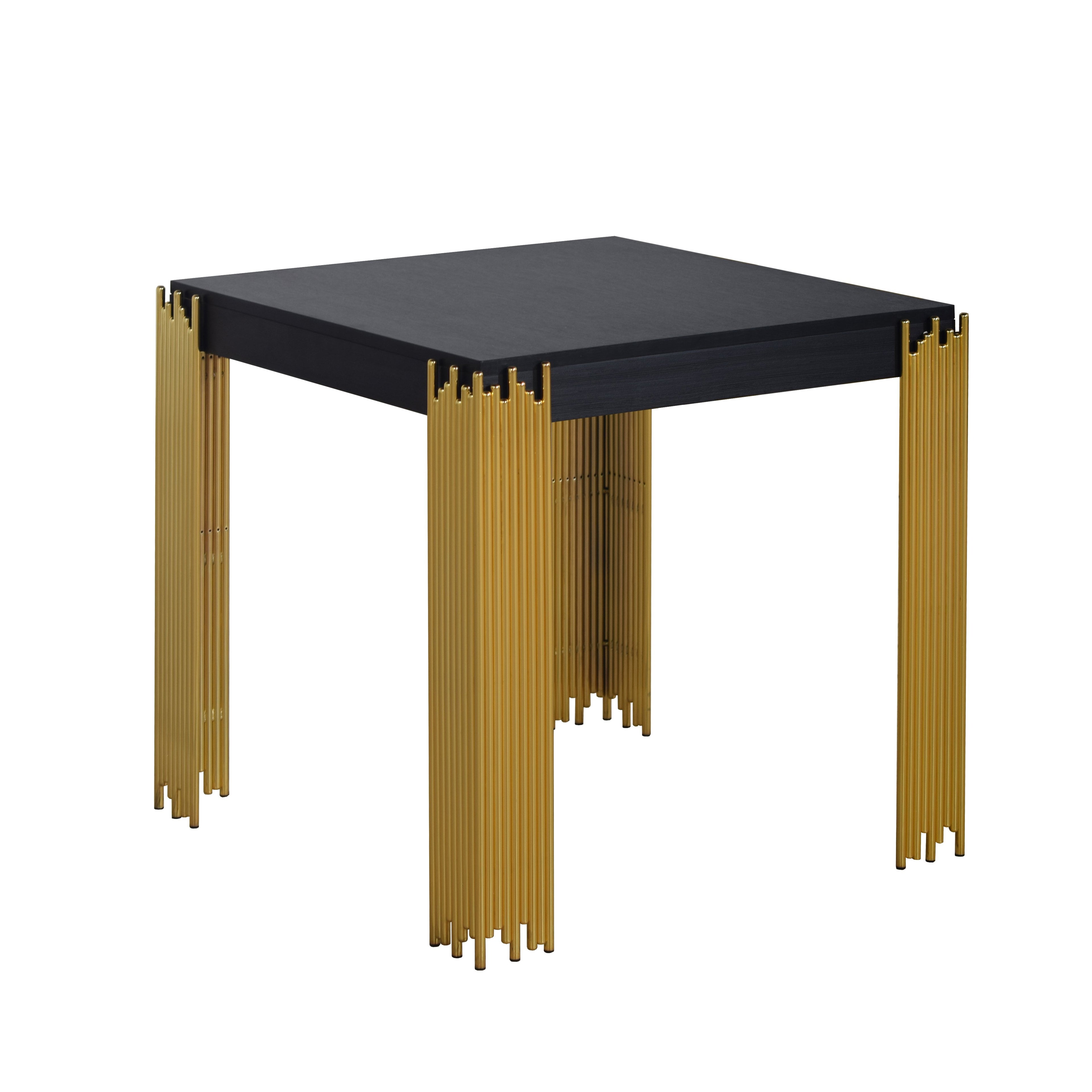 T2034-20-BLK Empire black finish wood with gold accent legs end table