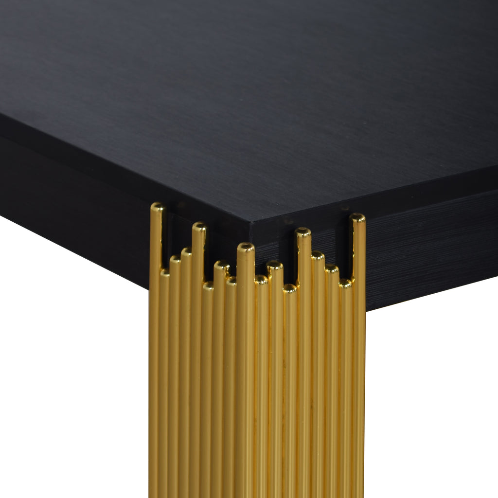 T2034-30-BLK Empire black finish wood with gold accent legs sofa entry console table