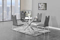 Best master T248-GY-5PC 5 pc 43" round glass and stainless steel finish modern dining table set orren ellis aleshire