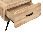 T3562-20  Rowan natural finish wood mid century modern one drawer bedside / end table