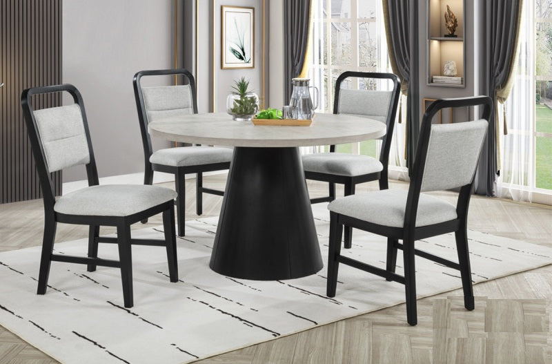 Best Master Tim 5-Piece 48" Round Dining Set with Black and Gray Chairs – TIM01-5PC