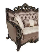 Best master TLR01-2PC 2 pc Regal royal traditional style dark tone fabric dark finish wood Sofa and Love seat set