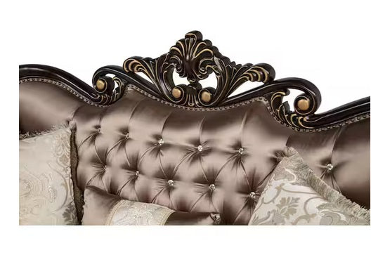 Best master TLR01-2PC 2 pc Regal royal traditional style dark tone fabric dark finish wood Sofa and Love seat set