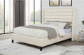 Best Master Sora Oat Fabric Channel Tufted Queen Platform Bed – TLR50CQ