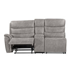 Kamari-PW-Sect 3 pc Kamari dappled grey fabric sectional sofa set with power motion recliner ends and cup console with storage