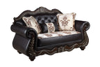 U1754-2PC 2 pc Royal classics Maximus brown faux leather rococo style traditional sofa and love seat set carved accents