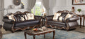 U1754-2PC 2 pc Royal classics Maximus brown faux leather rococo style traditional sofa and love seat set carved accents