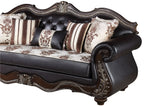U1754-2PC 2 pc Royal classics Maximus brown faux leather rococo style traditional sofa and love seat set carved accents