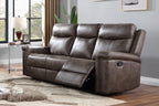 Quade-SL 2 pc Quade mocha leather like fabric sofa and love seat with recliner ends storage cup console