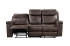 Quade-SL 2 pc Quade mocha leather like fabric sofa and love seat with recliner ends storage cup console