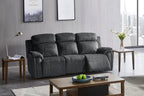 Tango-PW-SL 2 pc Tango shadow grey fabric sofa and love seat with power motions recliner ends storage cup console