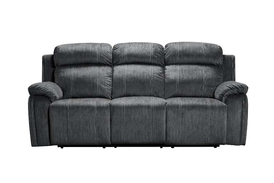 Tango-PW-SL 2 pc Tango shadow grey fabric sofa and love seat with power motions recliner ends storage cup console