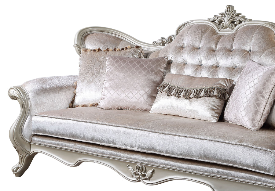 U502T-2PC 2 pc Royal classics Monique champagne finish wood victorian style sofa and love seat set carved accents