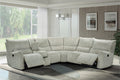 Remsen-Sect 3 pc Remsen grey and beige fabric sectional sofa set with recliner ends and cup console with storage