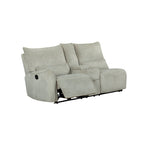 Remsen-Sect 3 pc Remsen grey and beige fabric sectional sofa set with recliner ends and cup console with storage
