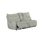 Remsen-PW-Sect 3 pc Remsen grey and beige fabric sectional sofa set with power motion recliner ends and cup console with storage