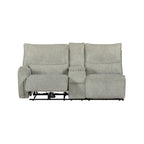 Remsen-PW-Sect 3 pc Remsen grey and beige fabric sectional sofa set with power motion recliner ends and cup console with storage