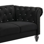 24-13CK-2PC 2 pc Emma black velvet fabric crystal button tufted sofa and love seat set acrylic legs nail head trim