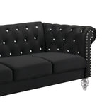 24-13CK-2PC 2 pc Emma black velvet fabric crystal button tufted sofa and love seat set acrylic legs nail head trim