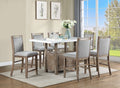 VH-8900-7PC 7 pc Dorset hills rustic finish wood white marble top farmhouse style storage base counter height dining table set