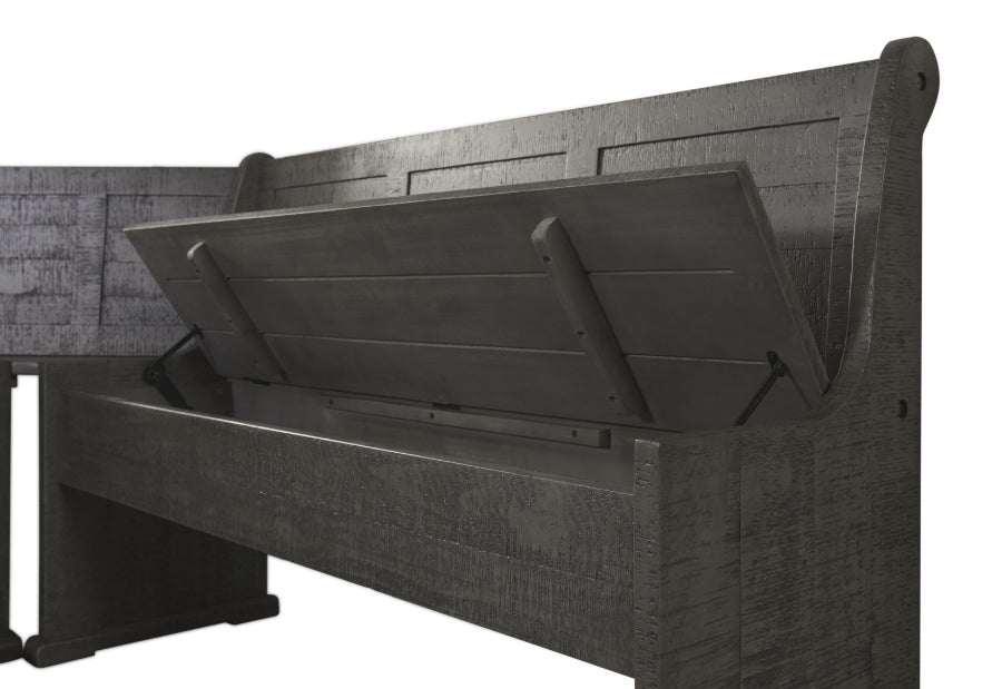 VH-1890 5 pc grey distressed finish wood solid pine breakfast nook table and benches caroleen loon peak