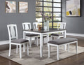 VH-868-6PC 6 pc Seaside two tone white and grey finish wood dining table set with bench