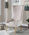 Best Master VT003-BG  Red barrel studio hercules High back beige velvet fabric living room accent arm chair gold legs