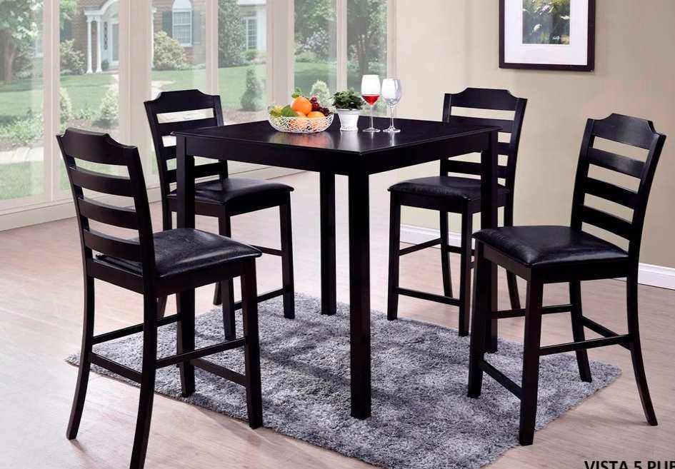 Vista-5PC 5 pc Vista espresso finish wood counter height dining table set