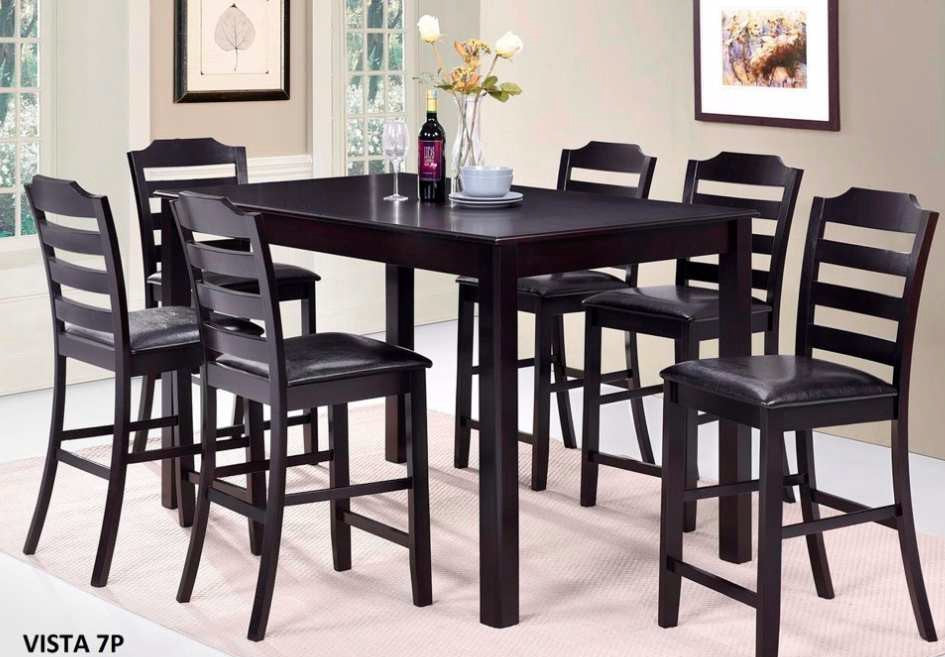 Vista-7PC 7 pc Vista espresso finish wood counter height dining table set