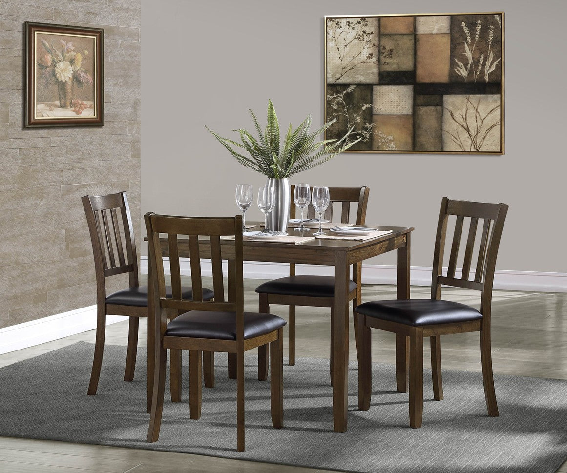 Homelegance W5839CH-5PC 5 pc Faust cherry finish wood 36" square dining table set with brown faux leather seats