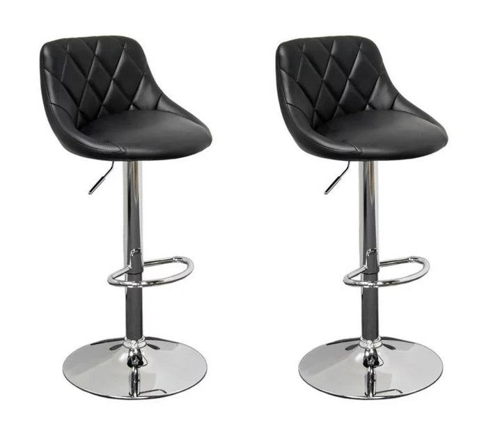 Best Master WY523-BK Set of 2 Rosdork park claire black faux leather swivel adjustable bar stools chrome metal base adjustable height