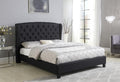 YY130-BLK Black tufted fabric queen bed frame with winged headboard curved sides Red barrell studio Frances