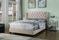 YY130-BG Beige tufted fabric queen bed frame with winged headboard curved sides Red barrell studio Frances