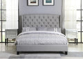 YY130-GRY Grey tufted fabric queen bed frame with winged headboard curved sides Red barrell studio Frances
