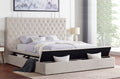 YY136-CRM  Cream tufted velvet fabric queen bed frame with storage all around Red barrell studio linford Davida