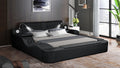 Zoya black faux leather modern Queen bed with reading lights massage lounge and bluetooth speakers